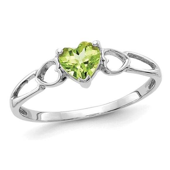 2/5 Carat (ctw) Peridot Heart Ring in 10K White Gold (SIZE 6)